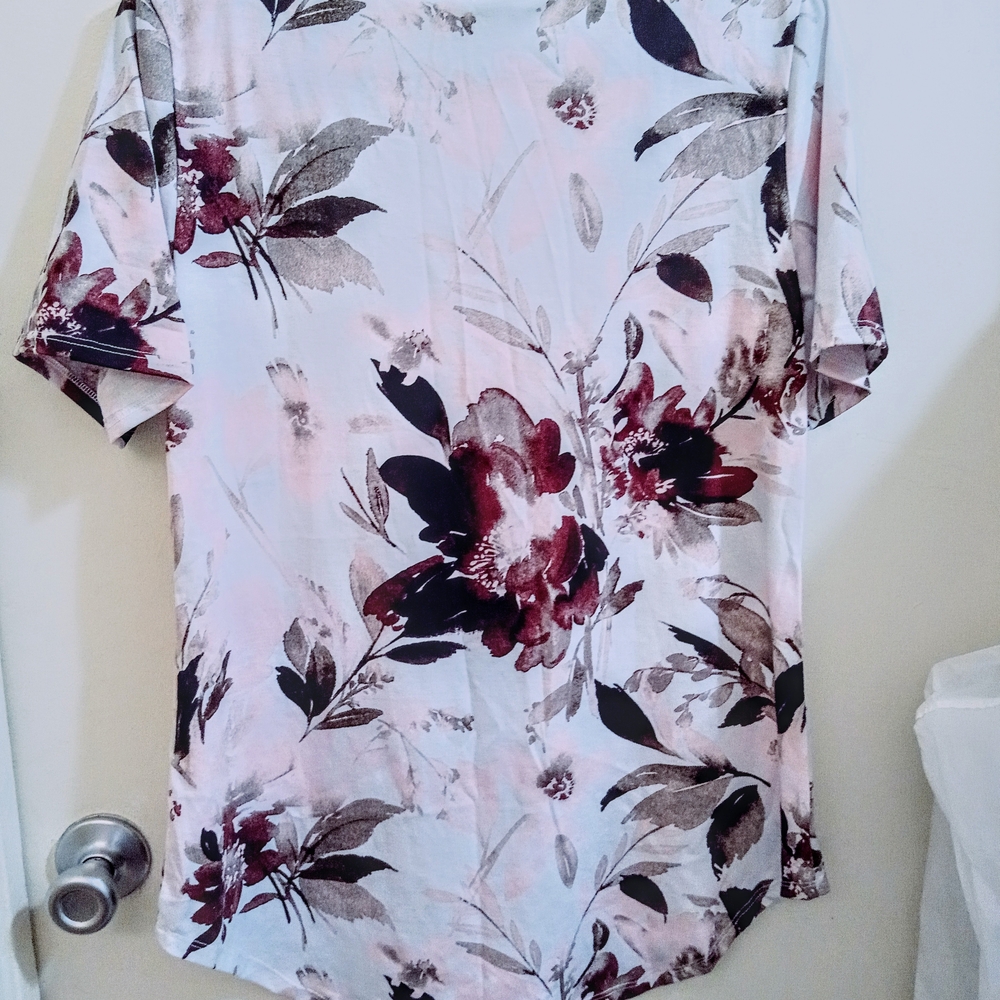 LuLaRoe Floral Tunic Top - Pink and Brown